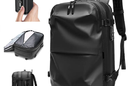 Men Travel Backpack Vacuum Compression 17 Inch Laptop Backpack Business Large Capacity School Backpack Expanded Hiking Backpack