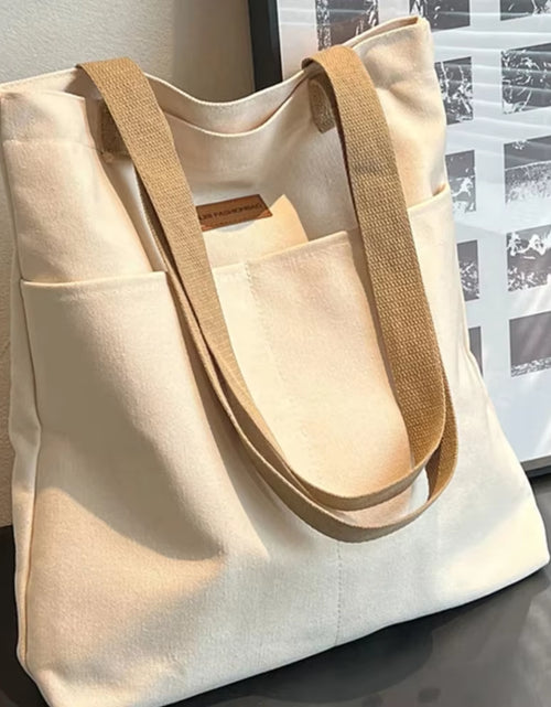 Load image into Gallery viewer, 1Pc Women'S Tote Bag Canvas Sewing Thread Large Capacity Advanced Sense Handbag Convenient Practical Female'S Commuter Bag
