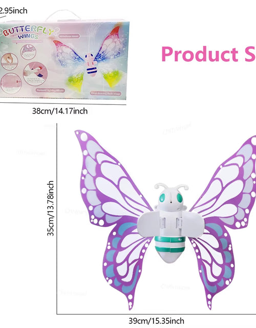 Load image into Gallery viewer, Electric Butterfly Wings Moving Elf Wing with Light Fairy Wings for Kids Birthday Christmas Cosplay Dress up Angel Girls Toy
