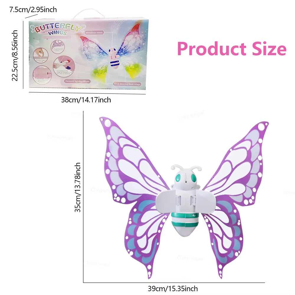 Electric Butterfly Wings Moving Elf Wing with Light Fairy Wings for Kids Birthday Christmas Cosplay Dress up Angel Girls Toy