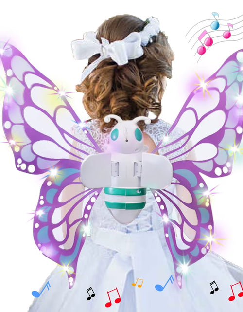 Load image into Gallery viewer, Electric Butterfly Wings Moving Elf Wing with Light Fairy Wings for Kids Birthday Christmas Cosplay Dress up Angel Girls Toy
